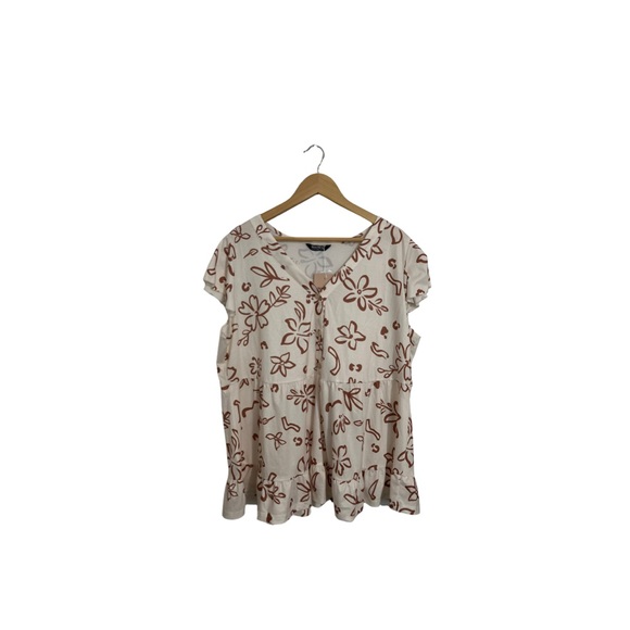 BloomChic Tops - BloomChic Cream and Brown Floral Blouse